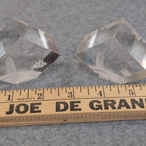 Vtg Intaglio Etched Nautical Lighthouse Ship Clear Cube Paperweights Set of 2 image 4