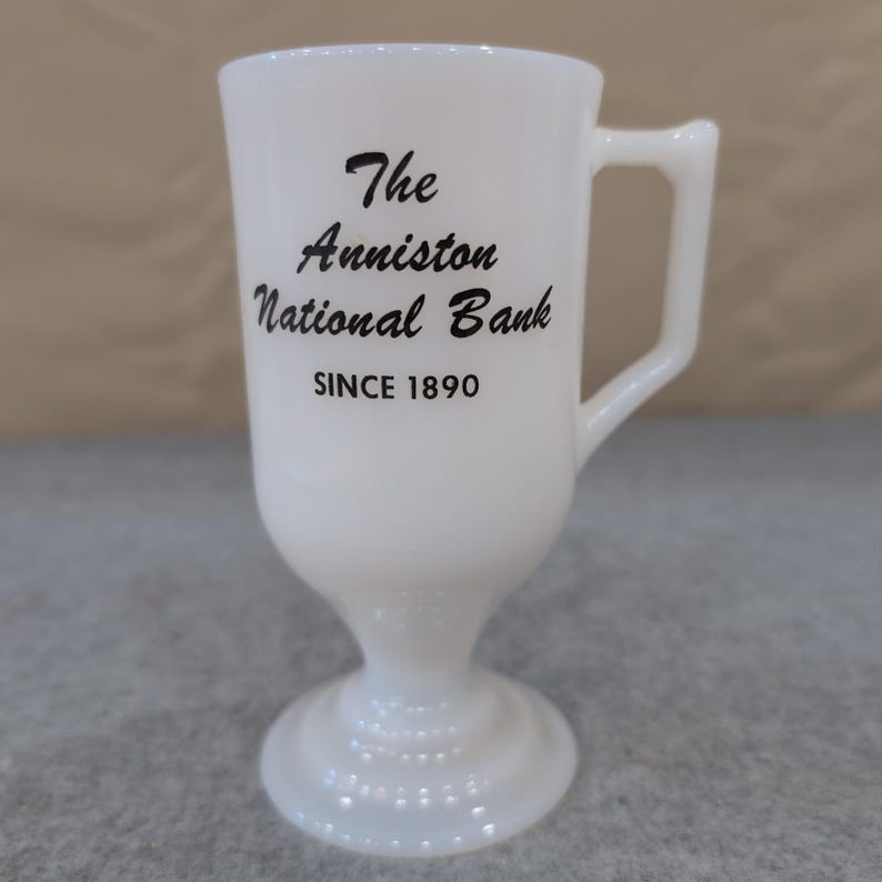 The Anniston National Bank Since 1890 Milk Glass Irish Coffee Mug image 1