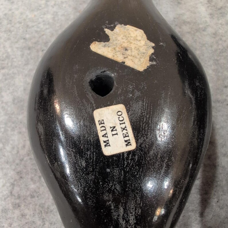 Vintage Mexicaanse Barro Negro zwarte klei geëtste vogelbeeldjes set van 3 Mexico afbeelding 9