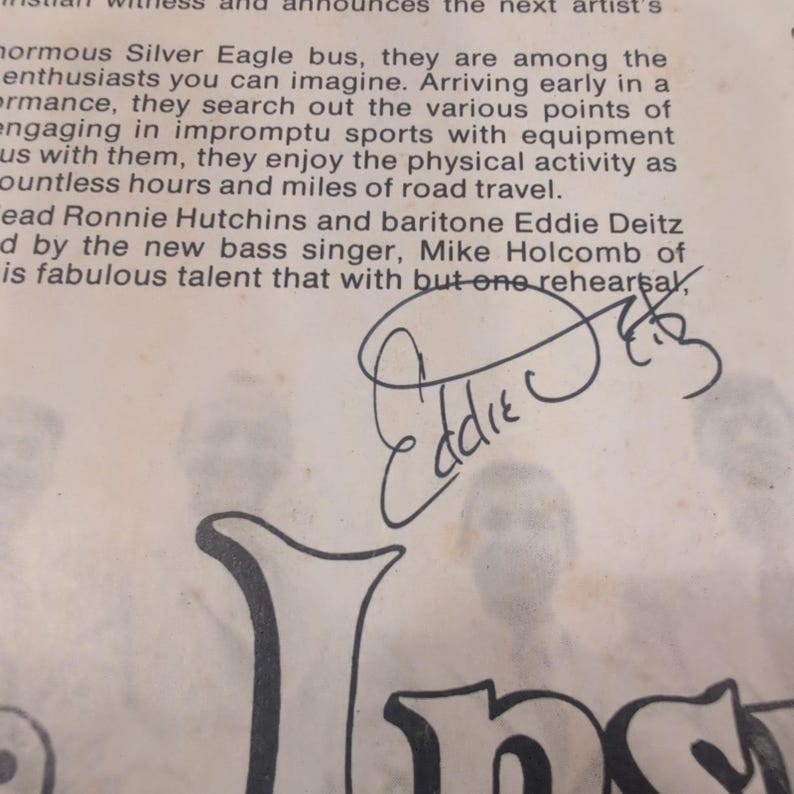 The Inspirations We Shall Rise Signed Vinyl LP Canaan Southern Gospel image 3