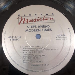Steps Ahead Modern Times Vinyl LP 1984 Elektra Musician 60351-1-E Michael Brecke image 6