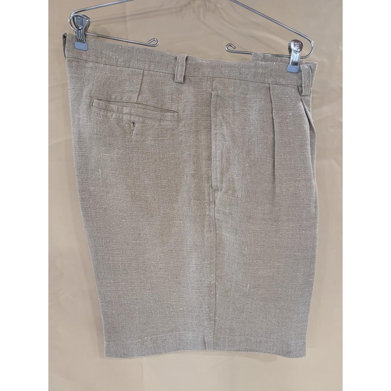 Vintage American Eagle Coarse Weave Men's Linen Pleated Dress Shorts - Size 38 image 1