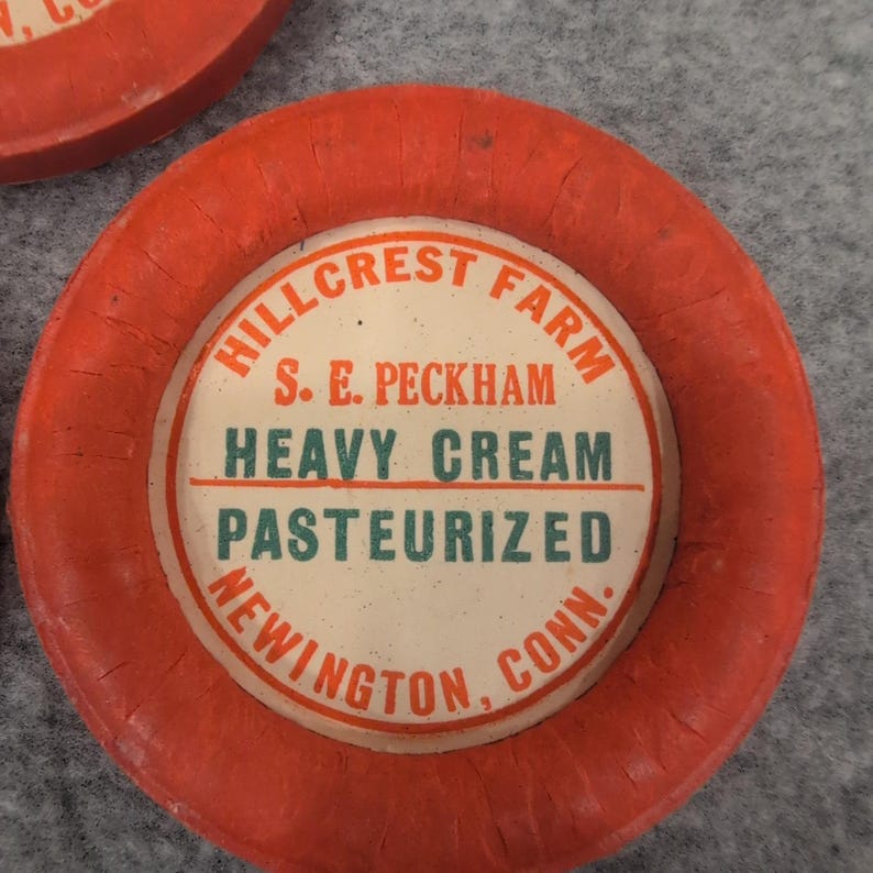 Lot of 3 Vintage Hillcrest Farm SE Peckham Heavy Cream Pasteurized Dairy Round image 2