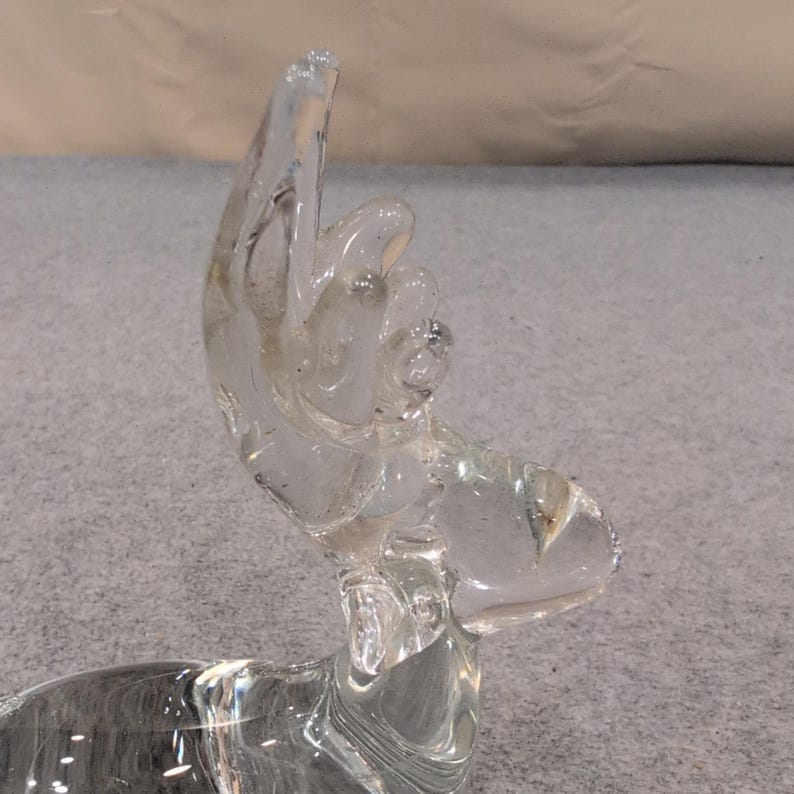 Vintage Silvestri Mouth Blown Clear Glass Reindeer Resting Figurine Decor image 7