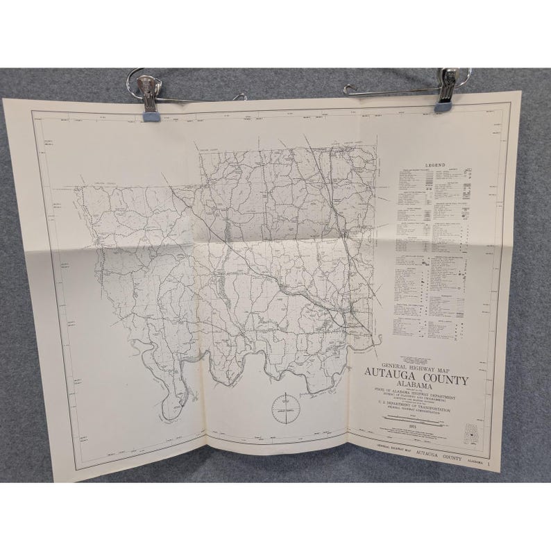 VTG 1975 Autauga County Alabama General Highway Map 23" x 18" Prattville Marbury image 1