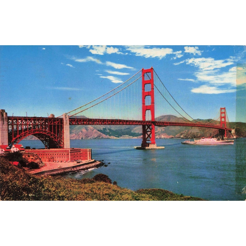 Mike Roberts Chrome Postcard Golden Gate Bridge Fort Point San Francisco CA Used image 1