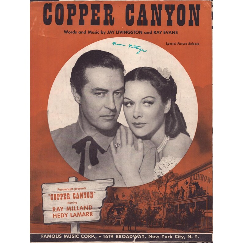 Partitions vintage de 1950 du film Copper Canyon, avec Ray Milland et Hedy Lamarr (Paramount Film). image 1