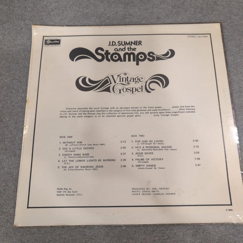 J.D. Sumner and the Stamps Vintage Gospel Vinyl LP Skylite SLP 6144 1974 Gospel image 2