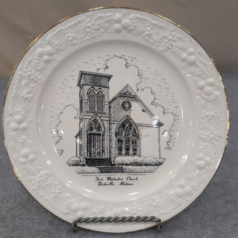 First Methodist Church Dadeville Alabama Homer Laughlin Plate Gold Rim image 1