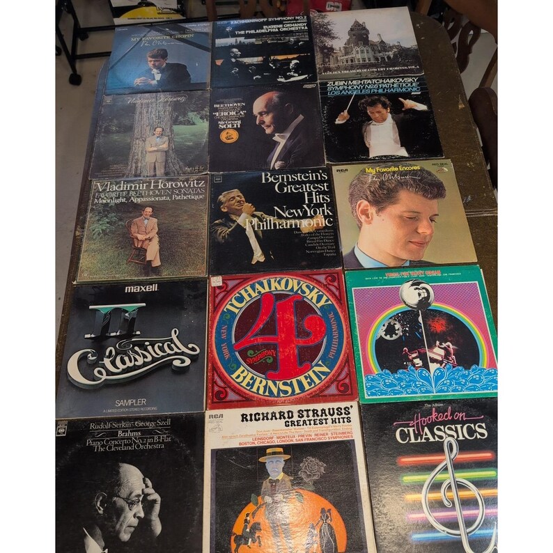 Lot de 15 disques vinyles classiques LP Bernstein Horowitz Van Cliburn Beethoven VG image 1
