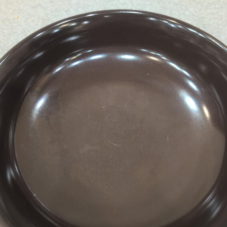 Franciscan Brown Glazed Ceramic Bowl with Green Band Mid Century Modern image 3