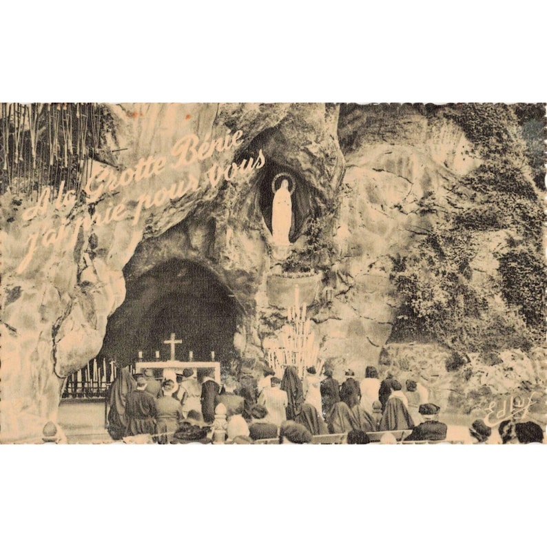 Jahrgang 1960 Lourdes Frankreich Grotto Miraculeuse Postkarte Unserer Lieben Frau Massabielle VG Bild 1
