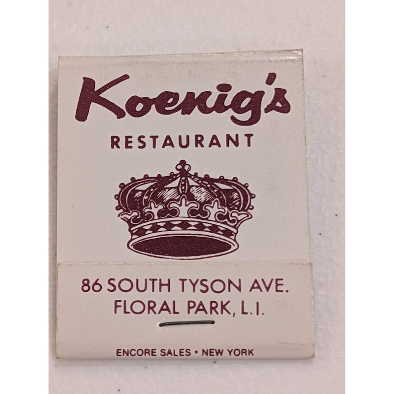 Vintage Koenigs Restaurant Floral Park LI NY Matchbook Full Unstruck Matches image 1