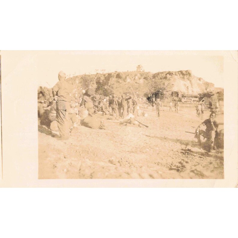 1944 Vtg Soldiers Group Photo WWII 78th Construction Battalion Navy New Guinea image 1
