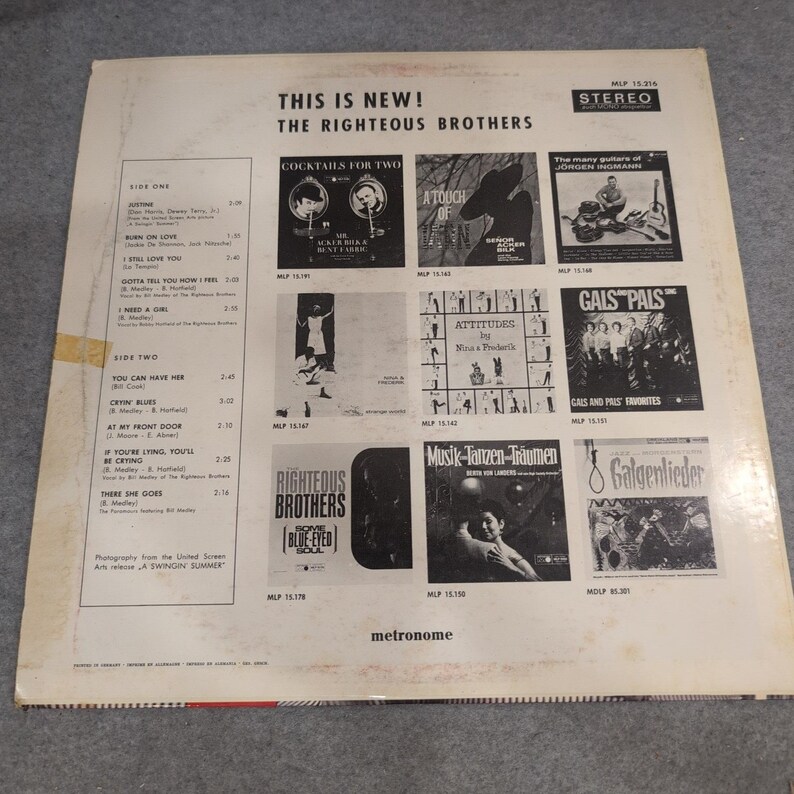 Righteous Brothers This Is New! Vinyl LP Metronome MLP 15 216 Stereo Germany VG image 2