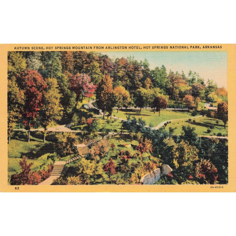 Hot Springs National Park Arkansas Linen Postcard Curt Teich 2A-H1010 c1940s image 1