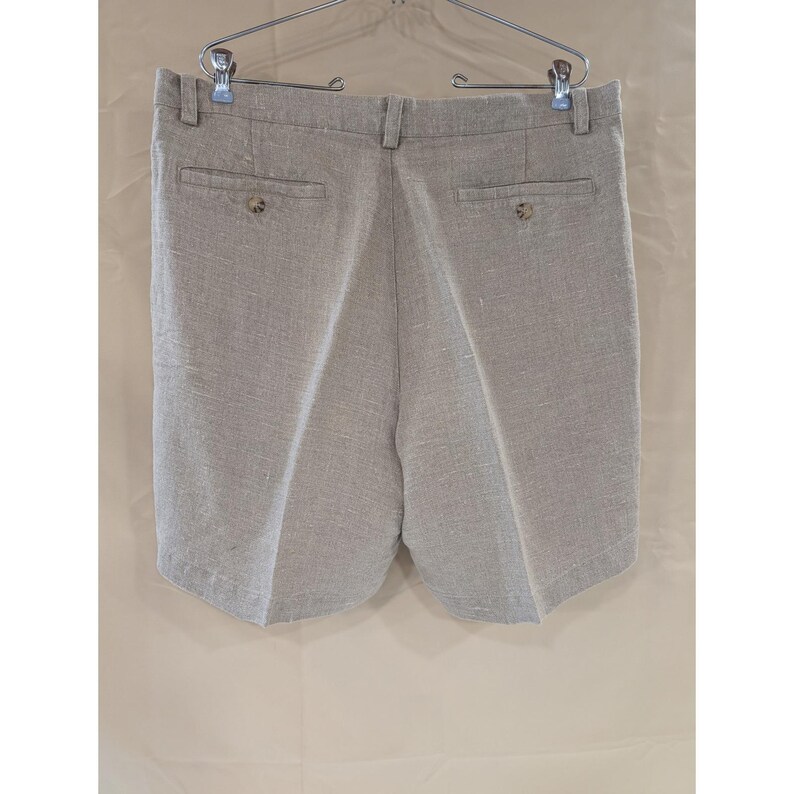 Vintage American Eagle Coarse Weave Men's Linen Pleated Dress Shorts - Size 38 image 6