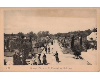 Vintage Buenos Aires El Rosedal de Palermo Argentina Postcard Talleres Peuser