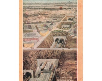 Vintage 1910 Postcard Erie Railroad Bergen Hill Tunnels Jersey City New Jersey