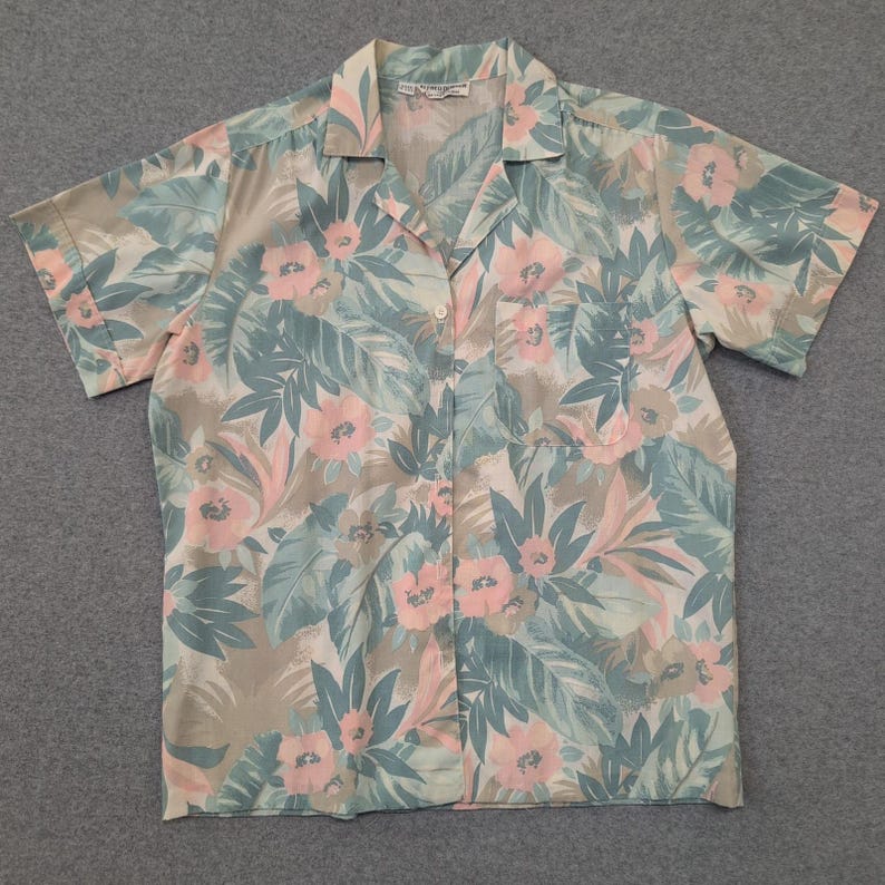 Chemise boutonnée à manches courtes et imprimé floral Alfred Dunner femme taille 12 vintage image 1