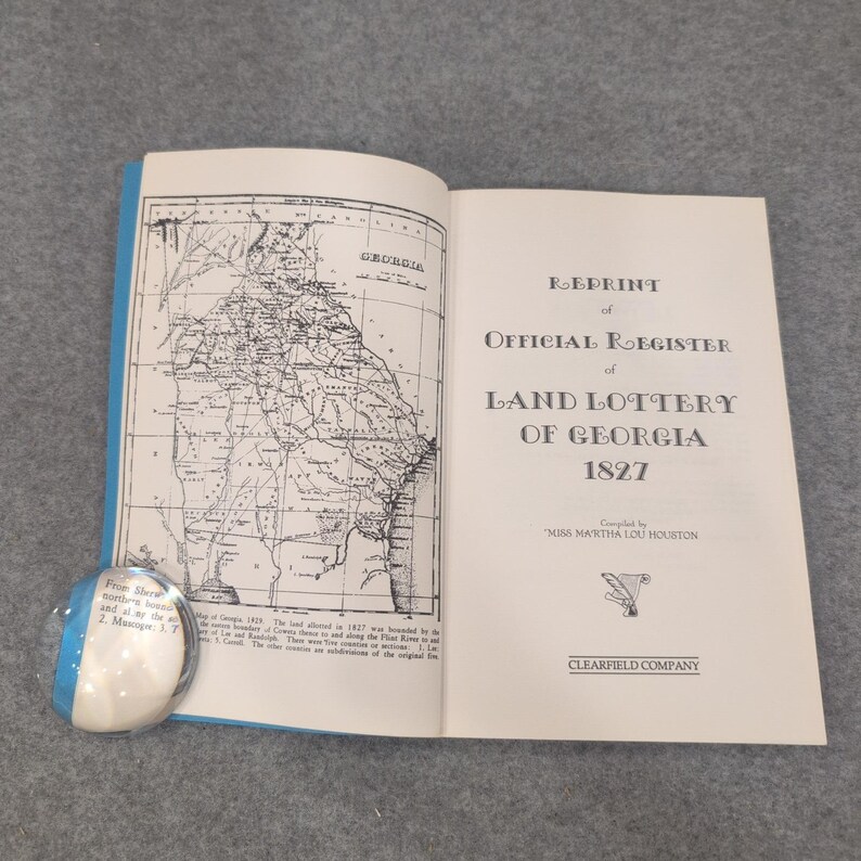 Reprint Official Register Land Lottery of Georgia 1827 Martha Lou Houston 1992 image 2