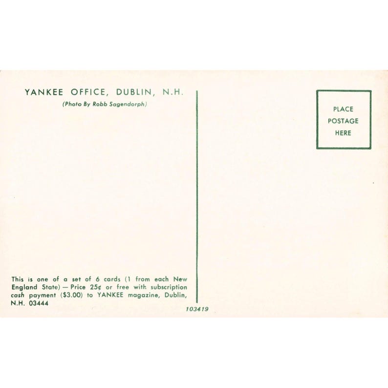 Dublin NH Yankee Office Chrome Postcard Robb Sagendorph c1960s New Hampshire image 2