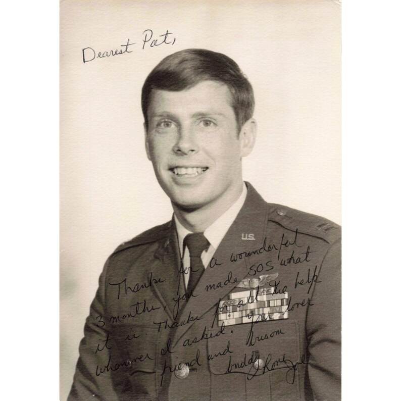 Vintage USAF Captain Pilot Signed Portrait Photo US Air Force Military Ephemera image 1