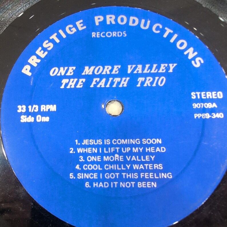 The Faith Trio One More Valley Vinyl LP Prestige Productions 90709A Gospel Recor image 4