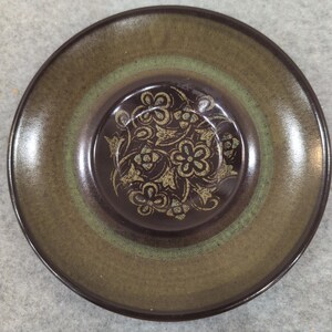 Franciscan Madeira Brown Moss Green Floral Earthenware Saucer Plate Vintage MCM image 1