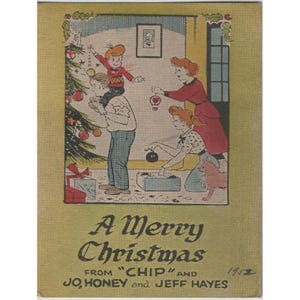 Vintage 1952 Jeff Hayes Chip Comic-Weihnachtskarte (Cartoon-Kunst) Bild 1