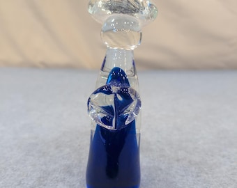 Vintage Murano Cobalt Blue Glass Angel Candle Holder MCM Style