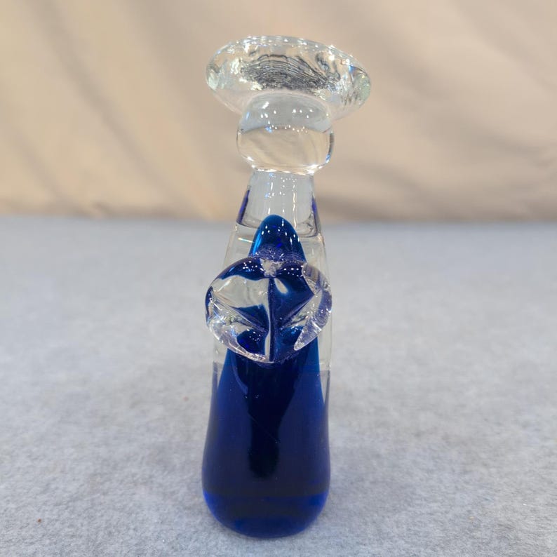 Vintage Murano Cobalt Blue Glass Angel Candle Holder MCM Style image 1