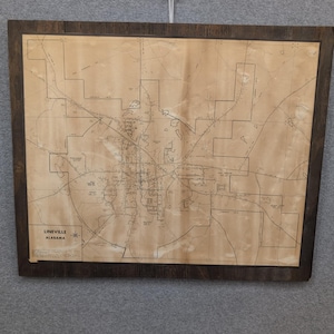 VTG Lineville Alabama Map 1978 City Map Mounted on Wood 21" x 16.5" Clay County image 1