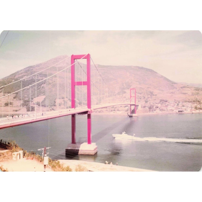 3 Vintage 1970s Namhae Bridge Korea Suspension Bridge Photos USAF South Korea image 2