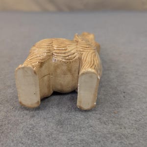 Vintage 1979 Terrence Enterprises Ceramic Elephant Figurine Trunk Up Tan Glaze image 4