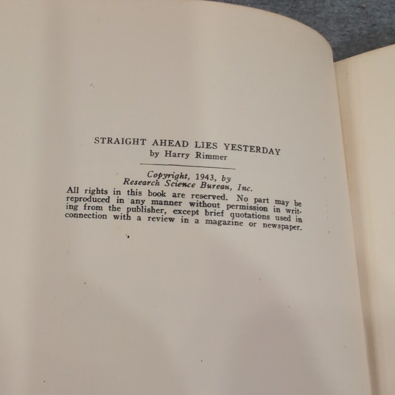 Straight Ahead Lies Yesterday, Harry Rimmer 1943, livre relié Eerdmans image 3