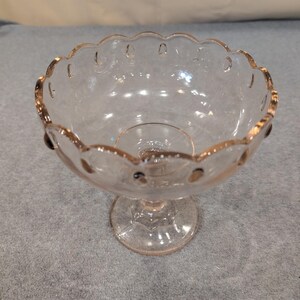 Indiana Glass Garland Teardrop Pink Pedestal Compote Bowl Scalloped Rim Vintage image 2