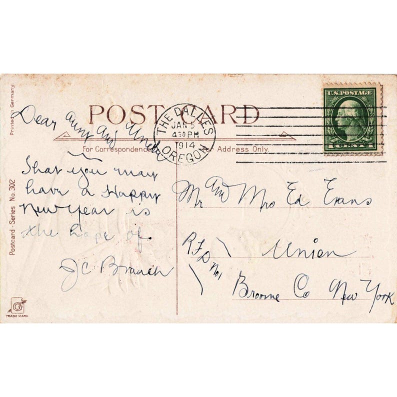 Vintage 1912 Frances Brundage Happy New Year Postcard Cherub January 1st 1914 PM image 2
