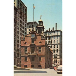 ヴィンテージ オールドステートハウス ボストン マサチューセッツ州 ラスタークローム ポストカード 1970年 消印 画像 1