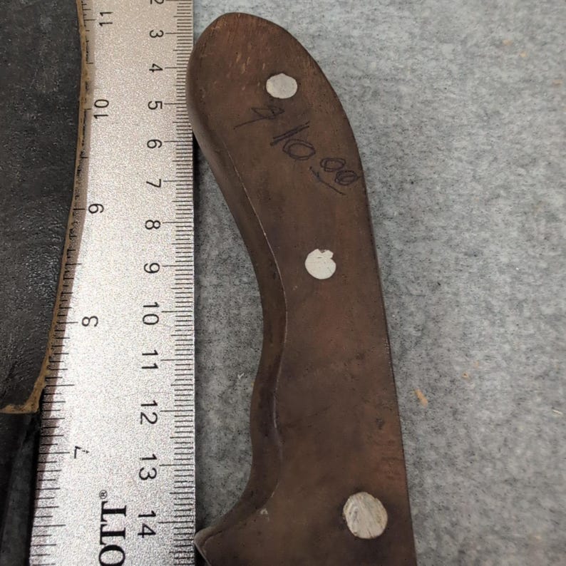 Vintage Fixed Blade Hunting Knife Pakistan Stainless Wood Handle Leather Sheath image 6