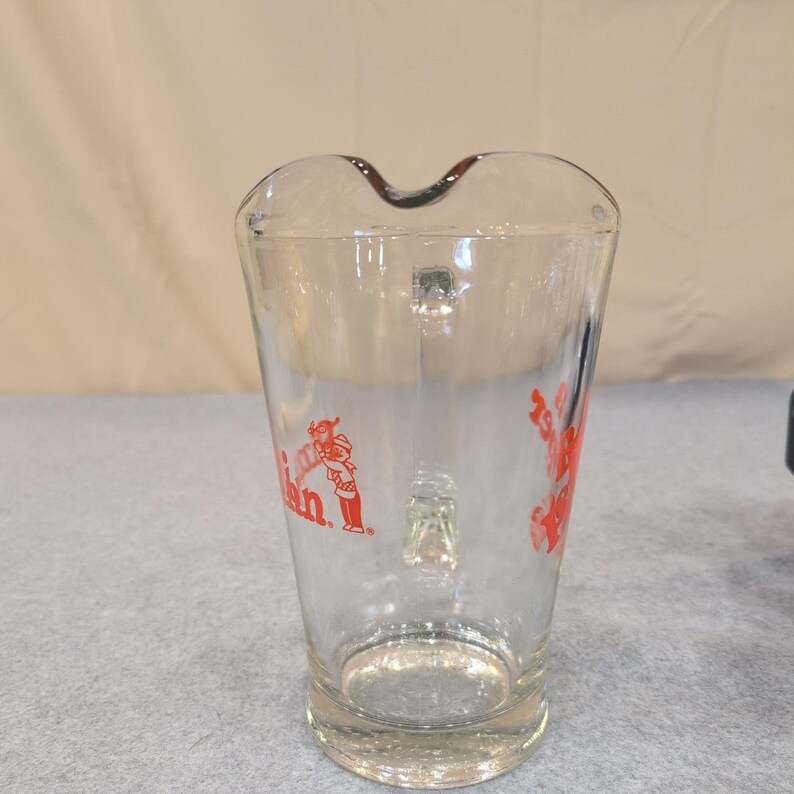 Vintage Dr Pepper Pizza Inn Be a Pepper Glass Pitcher Red Logo Advertising image 4