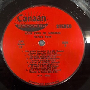 The Florida Boys Your Kind of Singing Vinyl LP Canaan Records CAS-9664 Stereo VG image 4