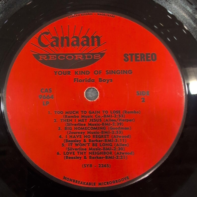The Florida Boys Your Kind of Singing Vinyl LP Canaan Records CAS-9664 Stereo VG image 4