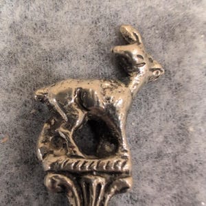 Vintage Figural Deer Souvenir Spoon Bell Shaped Bowl Ornate Silver Tone Metal image 6