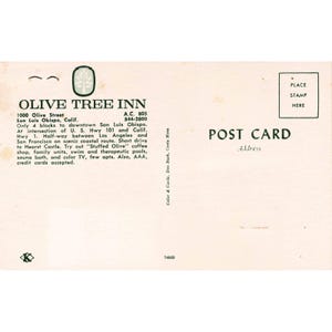 Olive Tree Inn San Luis Obispo CA Chrome Postcard Motel Roadside Americana Unpos image 2