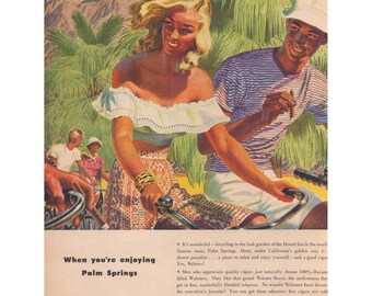 Vintage Webster Cigars Palm Springs Bicycling Magazine Print Ad Desert Inn Art