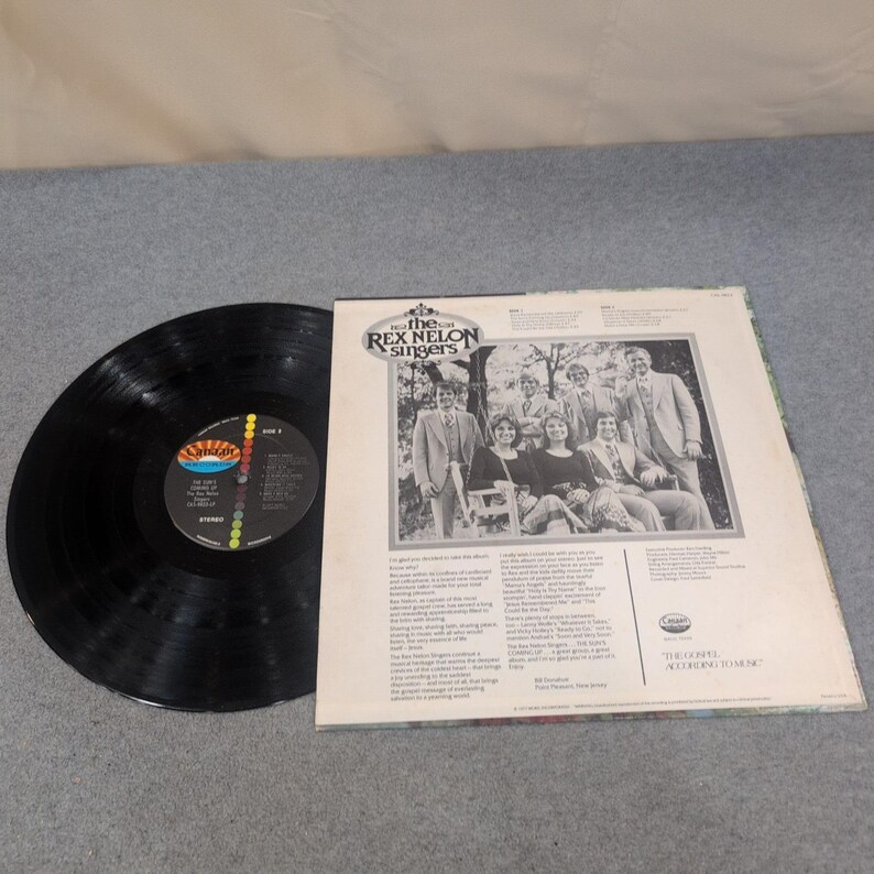 The Rex Nelon Singers The Sun's Coming Up Vinyl LP Canaan Records CAS-9823 1977 image 2