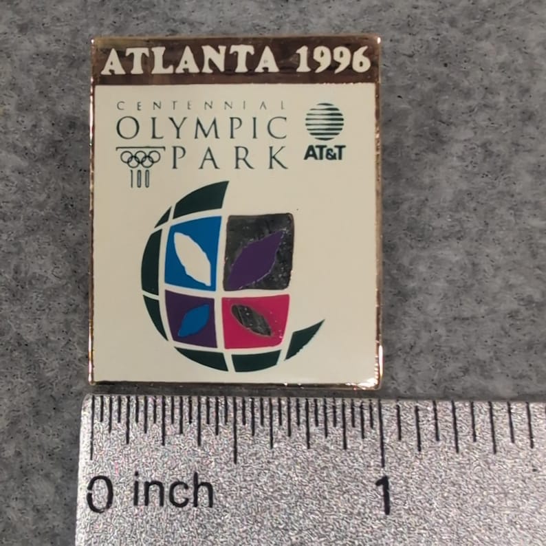 Atlanta 1996 Centennial Olympic Park AT&T Commemorative Pin Souvenir 1" × 1.25" image 3