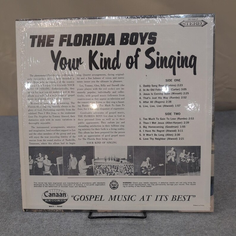 The Florida Boys Your Kind of Singing Vinyl LP Canaan Records CAS-9664 Stereo VG image 2