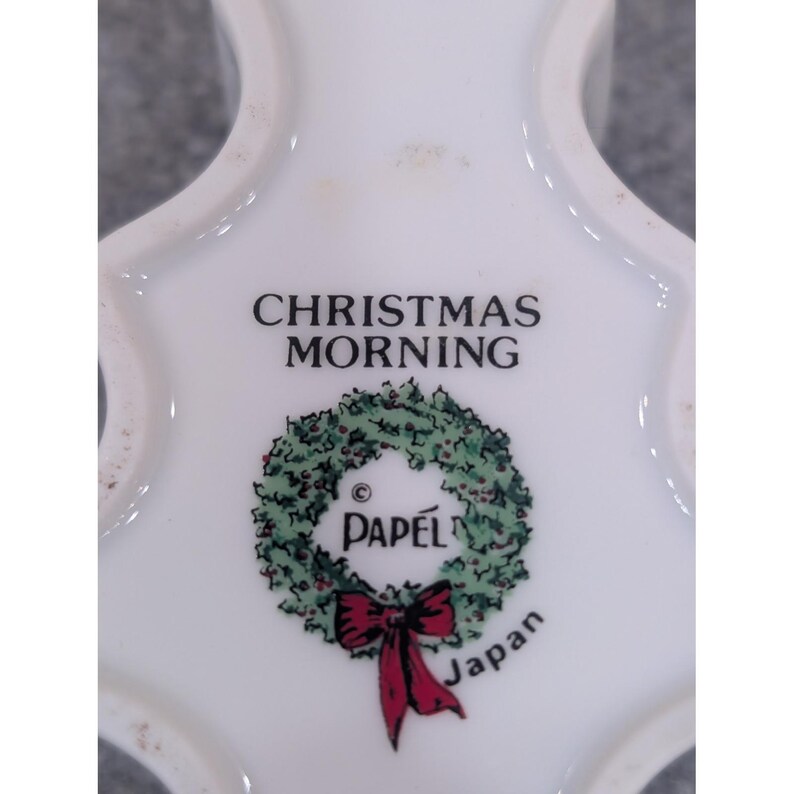 Papel Christmas Morning Tree Trinket Box Japan White Porcelain Gold Trim image 6